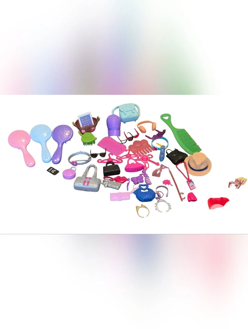 Mixed Doll Accessories Lot Barbie Our Generation Lori Miniature Purses Hats Glas
